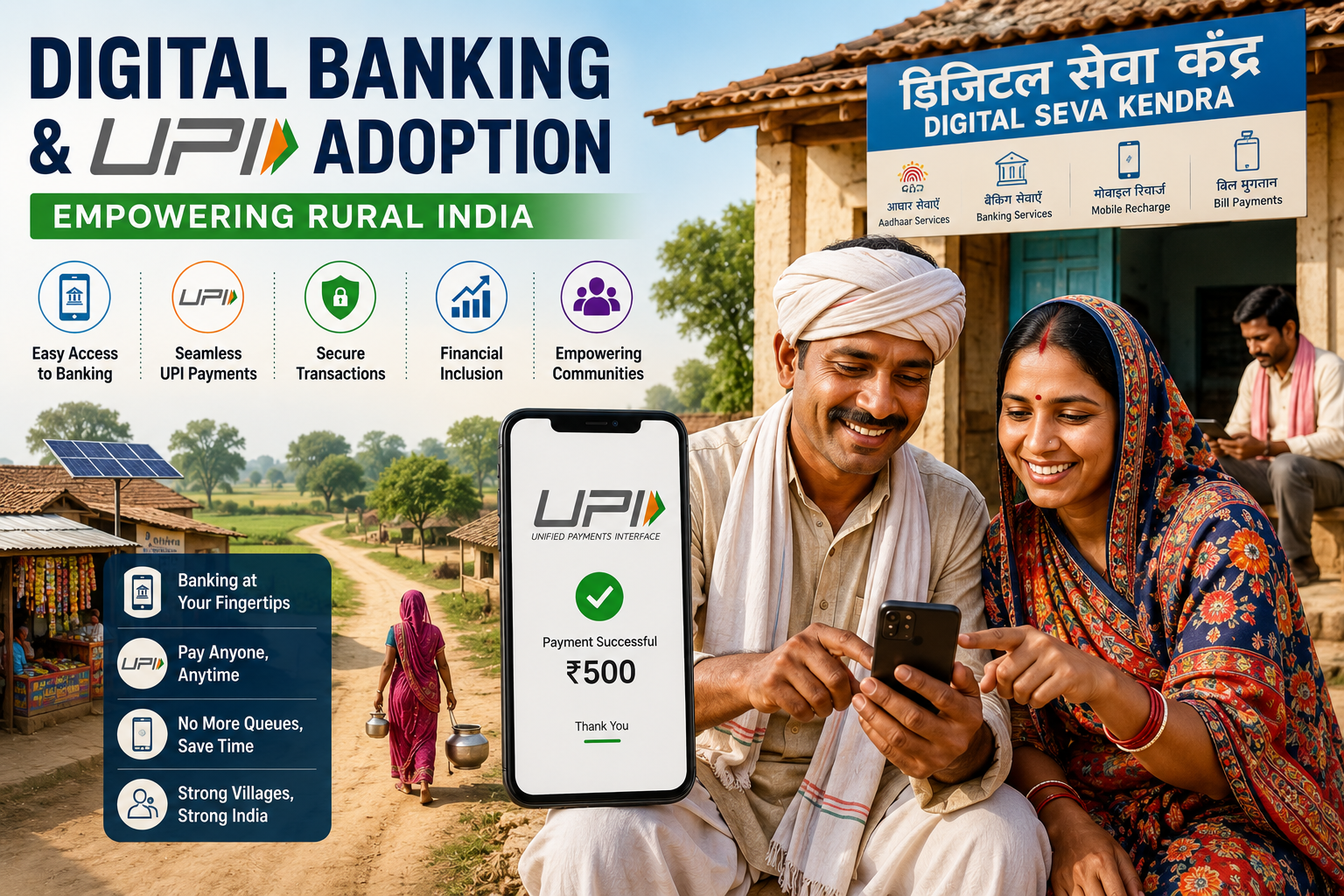 Digital banking and UPI adoption in rural villages visual